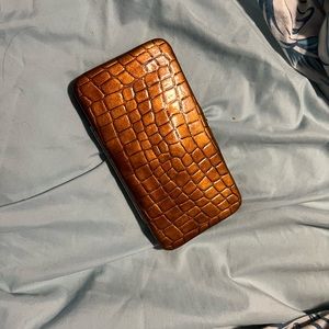 Croc Print Wallet - Bronze